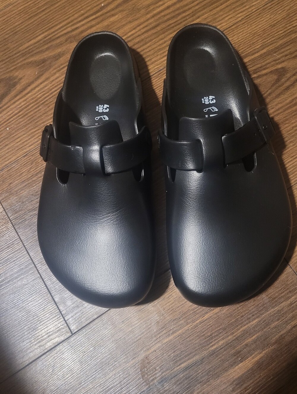 NEW BIRKENSTOCK BLACK SLIP ON CLOGS